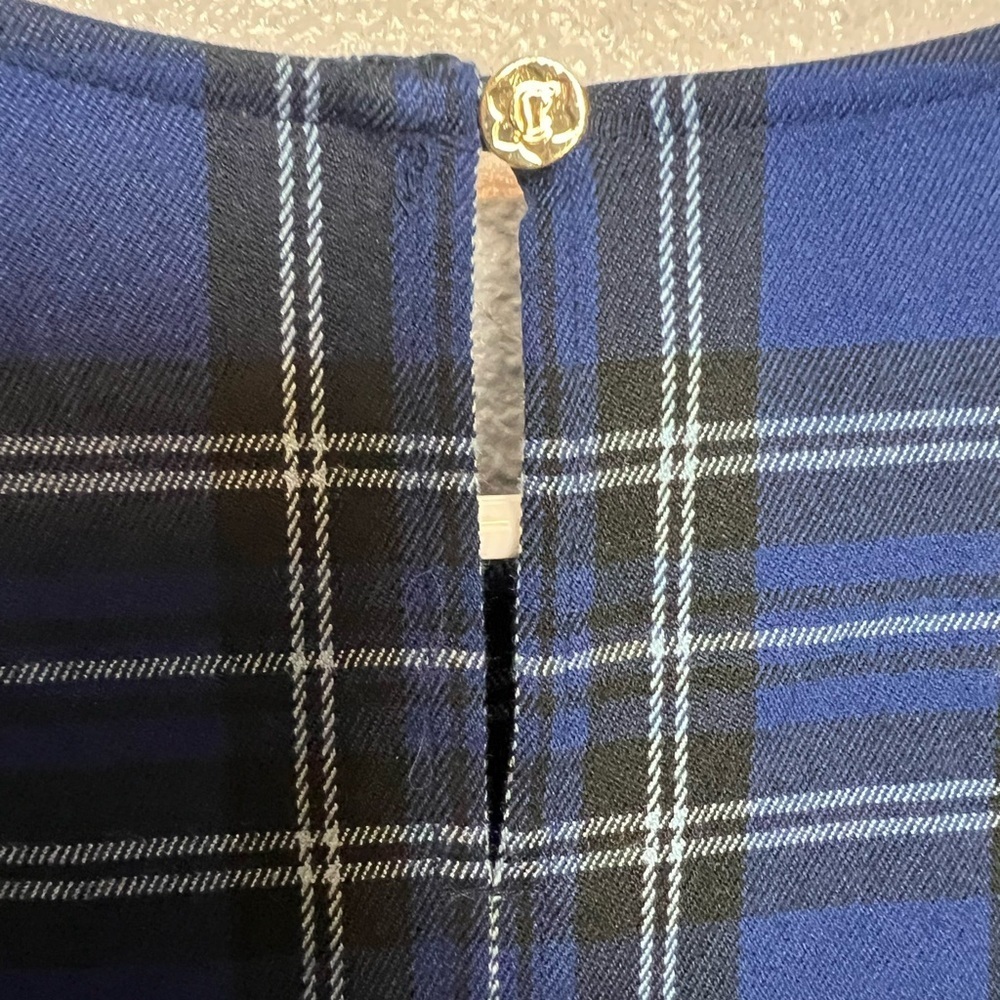 Draper James Blue Plaid Blouse Puff Sleeve Size 8 - Picture 5 of 9